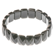 天然黑曜石手排 手工切角