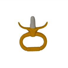 ange 握環香蕉乳牙刷 附收納盒 鍊夾 3~18個月, 咖色, 1組