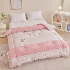 Prawear 巴麗維亞 韓國釜山蕾絲被6*7尺-玫瑰園粉,1入