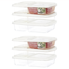 百貨King 青松三格微波便當盒 3個 Set 890ml 台灣製 透明, 2組