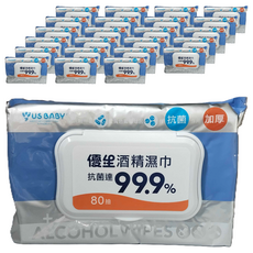 US baby 優生 酒精濕巾 超厚型 20 x 15cm, 1入, 24包