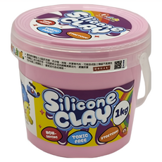 Q-doh 有機矽膠黏土 歡樂柔軟量量桶 可水洗水中玩, 粉紅色, 1kg, 1個