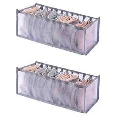 聰明網紗收納衣物襪子分裝分隔袋, 12 x 32 x 12cm, 淺灰色, 2個