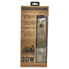ADAMOUTDOOR 4開6插30W PD延長線, 1.8M, QC3.0快充, 沙色, 1個