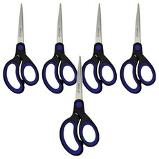 CutEdge 鋒銳 不沾膠萬用剪 附專利剪刀座 7吋 藍色, 5支