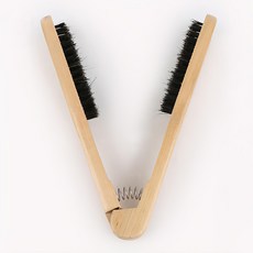 木製夾板梳，天然鬃毛，木質梳柄，輕巧易攜帶，美髮必備, 1個, 木