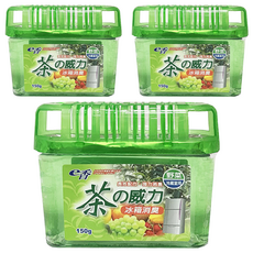 e香 冰箱消臭劑-綠茶 添加天然除臭原料 加入綠茶萃取液 加強去除異味, 150g, 3個