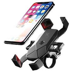 KTnet 廣鐸 單手操控自行車手機支架輕量加厚版 適用於4.7吋~7吋手機 360° 任意角度旋轉, 黑色, 1個