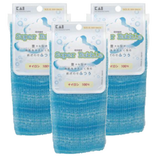 KAI 貝印 極細纖維浴洗巾 普 041LA0510, 藍色, 3條, 1入