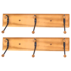 生活屋 原木衣帽木珠3勾 金屬, 216-3B, 2個