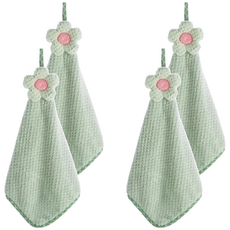 ROYALLIN 蘿林嚴選 超細纖維可掛式擦手巾, 可愛花朵造型, 18*15*5cm, 1個, 4個