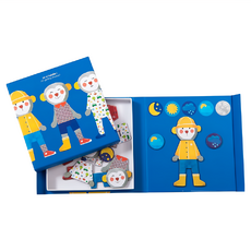 Moulin Roty 磁鐵書遊戲 天氣與穿著 30個磁鐵, 1組