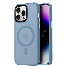 無品牌 手機保護殼 iPhone 14 Pro MagSafe 磨砂 防摔 遠峰藍