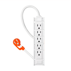 PowerSync 群加 1開10插雙面抗搖擺延長線 TSAS9010 21.9 x 4.85 x 2.4cm, 白色, 1條, 1m