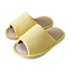 i Slippers 台灣犀利趴 布質家居室內拖鞋 悠活系列 聚酯纖維 棉麻布 乙烯 台灣製造, M(25.5cm), 香榭格紋 黃色