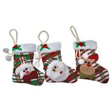 格紋聖誕襪布偶吊飾 Set, 聖誕襪, 3個