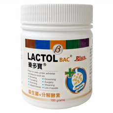 LACTOL BAC 樂多寶 活性腸益粉 寵物腸胃保健品 100 grams, 益生菌+分解酵素, 1罐