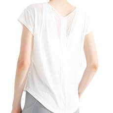 微孔透氣涼感科技運動罩衫 - 白色, 86%尼龍 6%棉 8%氨綸, S(衣長 58cm)