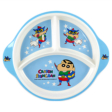 Miravivi 蠟筆小新造型餐盤/分隔盤 圓形, 25 x 22 x 3cm, 動感超人, 1個