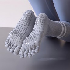 PORA BELLA 五指瑜珈襪 女款 YG003 淺灰色 時尚舒適瑜珈運動襪, 條紋, F