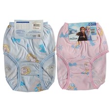 ONEDER 旺達棉品 女童款 冰雪奇緣系列 三角褲 Set 2 100%棉, M, 艾莎滿版 粉色 + 藍色