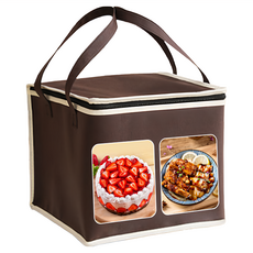 6寸蛋糕保冰袋, 不織布材質, 食品級鋁箔, 珍珠棉, 26 x 26 x 20cm, 咖啡色, 1個