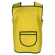 聖新文教 雙線口袋型拼色質感輕便圍兜 10號 110~115cm, 亮黃拼色雙線, 1件, 1件