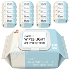 comet Baby Wipes Light 寶寶濕紙巾 掀蓋式, 100張, 20包, 20g