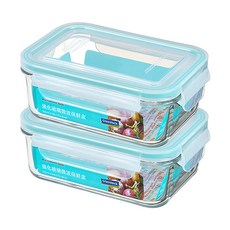 Glasslock 長方型強化玻璃微波保鮮盒 715ml 2個, 1組