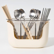 Homelune 可拆式瀝水餐具收納筒, 象牙白, 1個