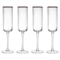 MIKASA Sorrento 水晶玻璃香檳杯 金邊豎紋, 4個, 200ml