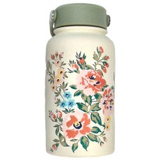 高質感手提式水壺 花卉圖案, 象牙白, 650ml, 1個