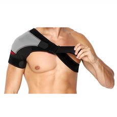 S-SportPlus+ aolikes 右肩護具 透氣舒適 運動防護 黑灰色, 1個, 適合肩寬約 36-51cm