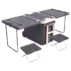 多功能桌椅保冰保溫桶 拉輪式 300 x 300 x 450mm, 黑色, 32L