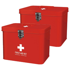 PALMART 醫療急救箱 RD160014 紅色,2個 - 家庭辦公室必備