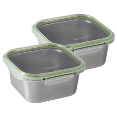 Corelle Brands 康寧餐具 Snapware Eco Simple 304不鏽鋼保鮮盒 SN-ES1470S, 18 x 18 x 9cm 260g 1470ml, 2個