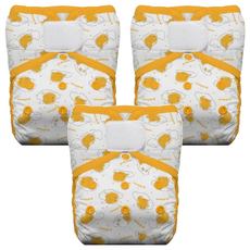 THiRSTiES 有機棉魔鬼氈口袋式布尿布 4-18kg 美國製造, Gudetama 蛋黃哥, 3件