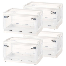 三開摺疊收納箱, 白色, 737 特大號(60 x 42 x 33.5cm), 4個