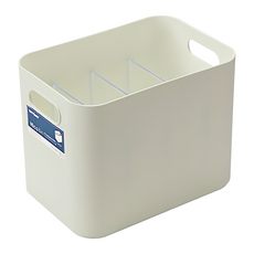 KEYWAY 聯府 你可4號收納盒 附隔板, 米白色 + 透明色, 1個