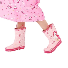 愛北鼻 兒童雨鞋, 粉獨角獸 手提, 150mm