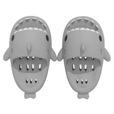 兒童款 人體工學設計 卡通造型鯊魚涼鞋, Q彈EVA材質 柔軟升級 防滑耐磨, 霧灰色, 150mm