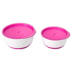OXO tot 防滑加蓋大小碗組, 附碗蓋方便攜帶, 較深的碗壁讓小朋友輕鬆舀起碗中食物, 莓果粉, 1組