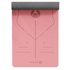 ZHONGOU 長紅 TPE抗菌款正位線雙色瑜珈墊 10mm厚 TP189010ANT 贈綁帶+背袋+拉力繩或拍拍球(顏色款式隨機), 粉色, 1組