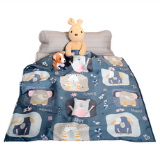 EmBrace 英柏絲 100%天絲純棉可拆式兒童睡袋, 枕頭28 x 65cm + 睡墊70 x 150cm + 涼被90 x 120cm, 動物狂歡節