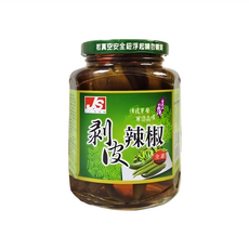 JI SUN 智珗食品 剝皮辣椒 全素食品 嚴選青辣椒製成 辣脆爽口, 380g, 1罐