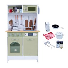 TEAMSON 小廚師波士頓現代玩具廚房, 57 x 30 x 95cm, 橄欖綠, 1個