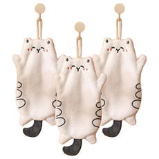 半島良品 擼貓感超吸水擦手巾 25 x 15cm 白貓, 3個