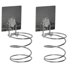 KM生活 日式簡約無痕不銹鋼魔力貼吹風機架, 直徑8cmx高14cm, 可承重5kg, 2個, LT-82011