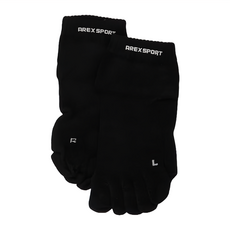 AREX SPORT 馬拉松專用毛巾運動五趾短襪 緩衝毛巾底氣墊 透氣網眼 除臭機能, 黑色, 22~26cm