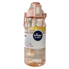 DODGE 道奇 Tritan 戶外防摔彈蓋吸管運動水壺, 1.5L, 1個, 粉色